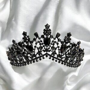 Princess Black Tiara, Black Stone Tiara, Dark Queen Crown, Halloween Costume